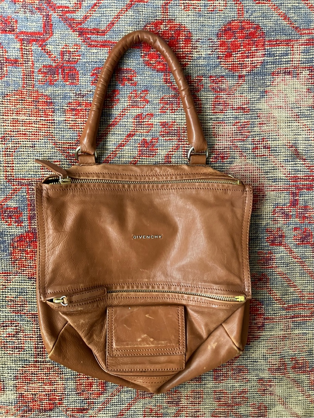 Givenchy Pandora Bag in Tan/Brown Leather calfskin with strap and dust bag sz M - Picture 2 of 8